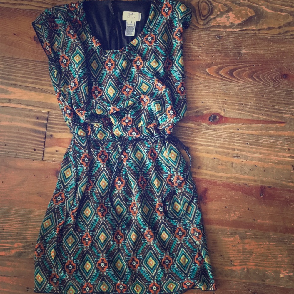 Tunic/ Dress tribal print with cute braided belt